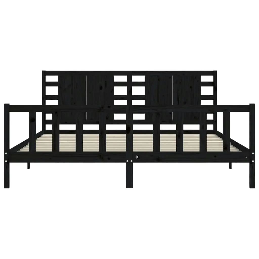 Bed Frame without Mattress Black 183x203 cm King Solid Wood Pine 3192835