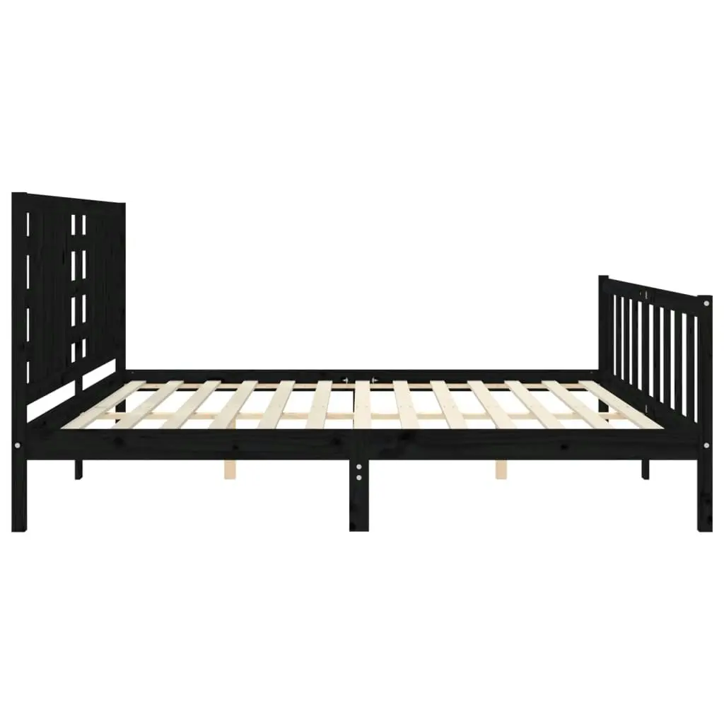 Bed Frame without Mattress Black 183x203 cm King Solid Wood Pine 3192835