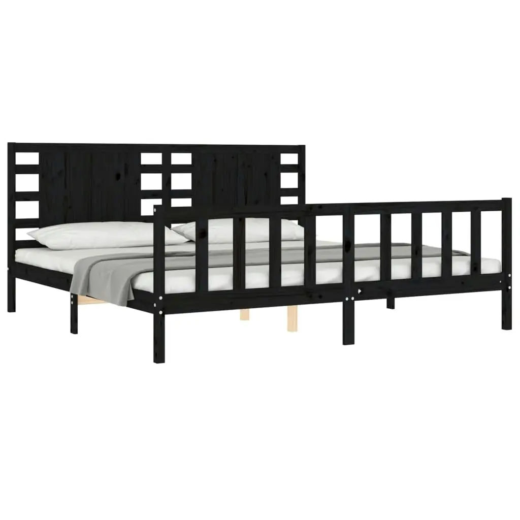 Bed Frame without Mattress Black 183x203 cm King Solid Wood Pine 3192835