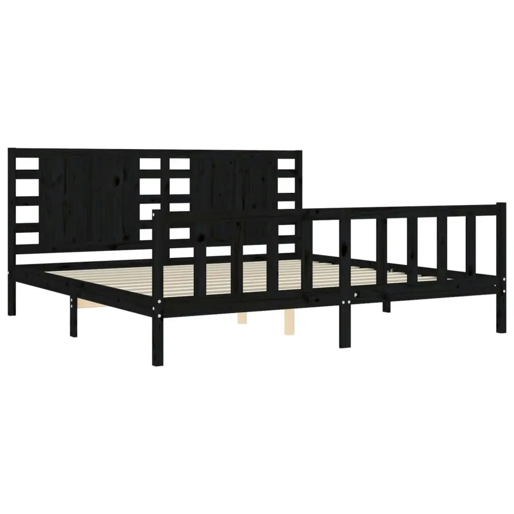 Bed Frame without Mattress Black 183x203 cm King Solid Wood Pine 3192835