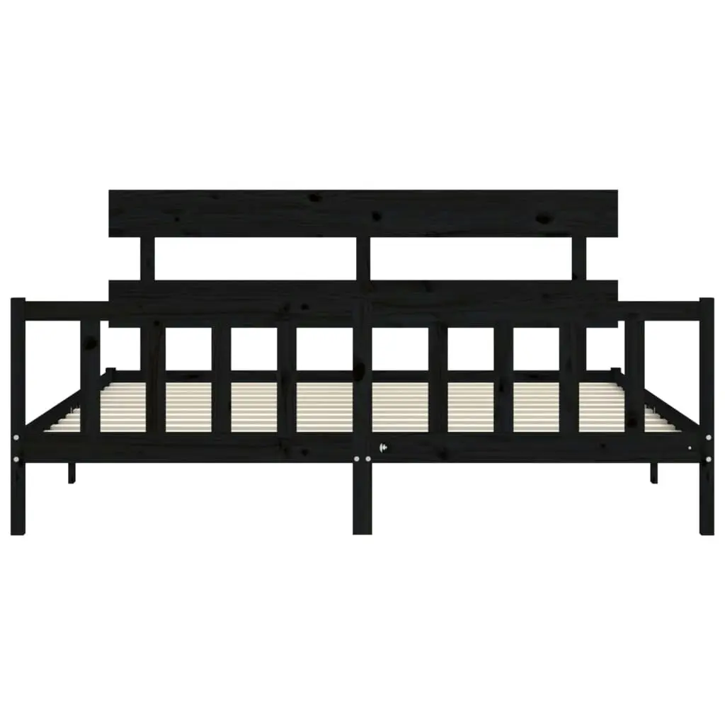 Bed Frame without Mattress Black 183x203 cm King Solid Wood Pine 3193290