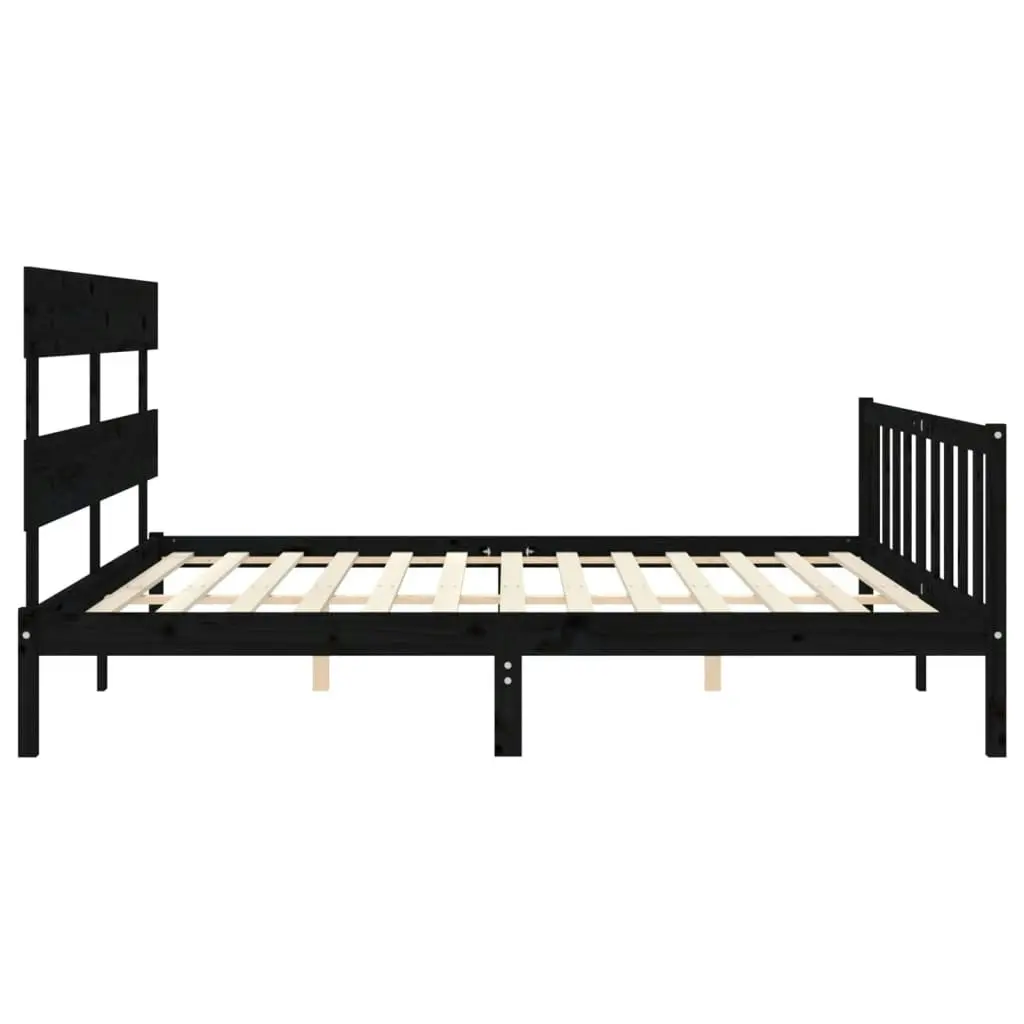 Bed Frame without Mattress Black 183x203 cm King Solid Wood Pine 3193290