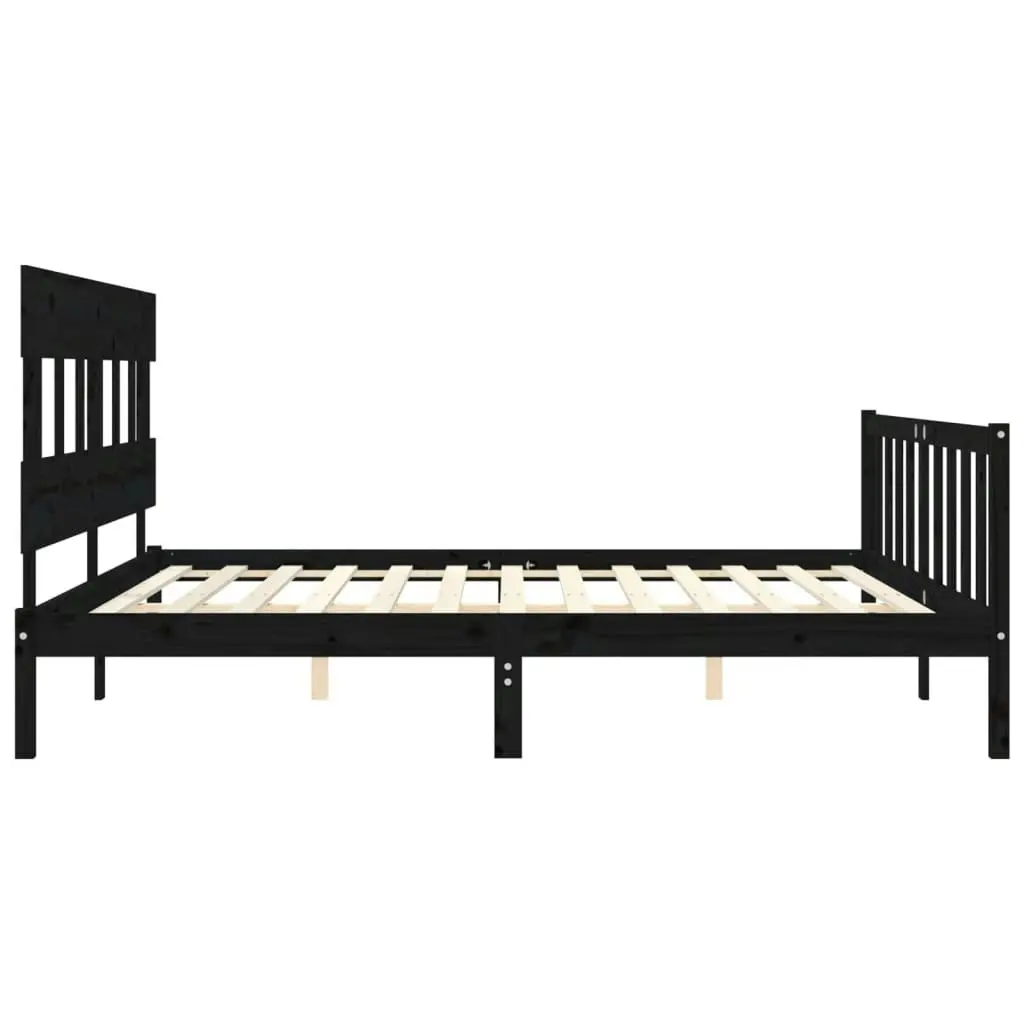 Bed Frame without Mattress Black 183x203 cm King Solid Wood Pine 3193355