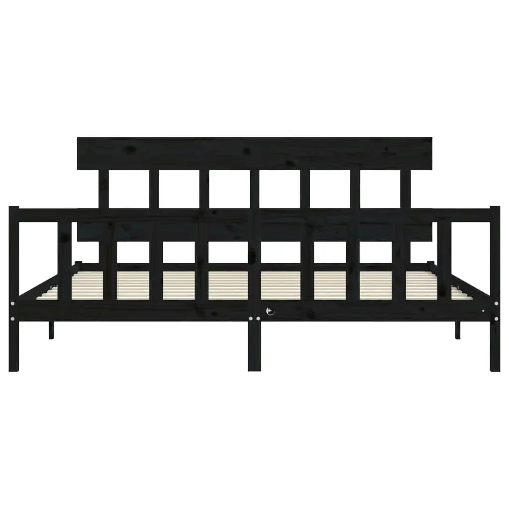 Bed Frame without Mattress Black 183x203 cm King Solid Wood Pine 3193355