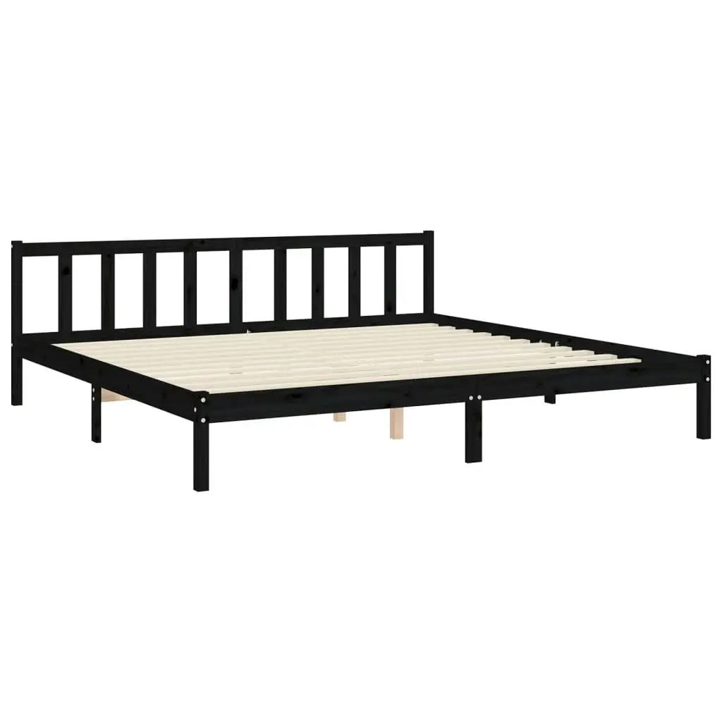 Bed Frame without Mattress Black 183x203 cm King Solid Wood Pine 3193355