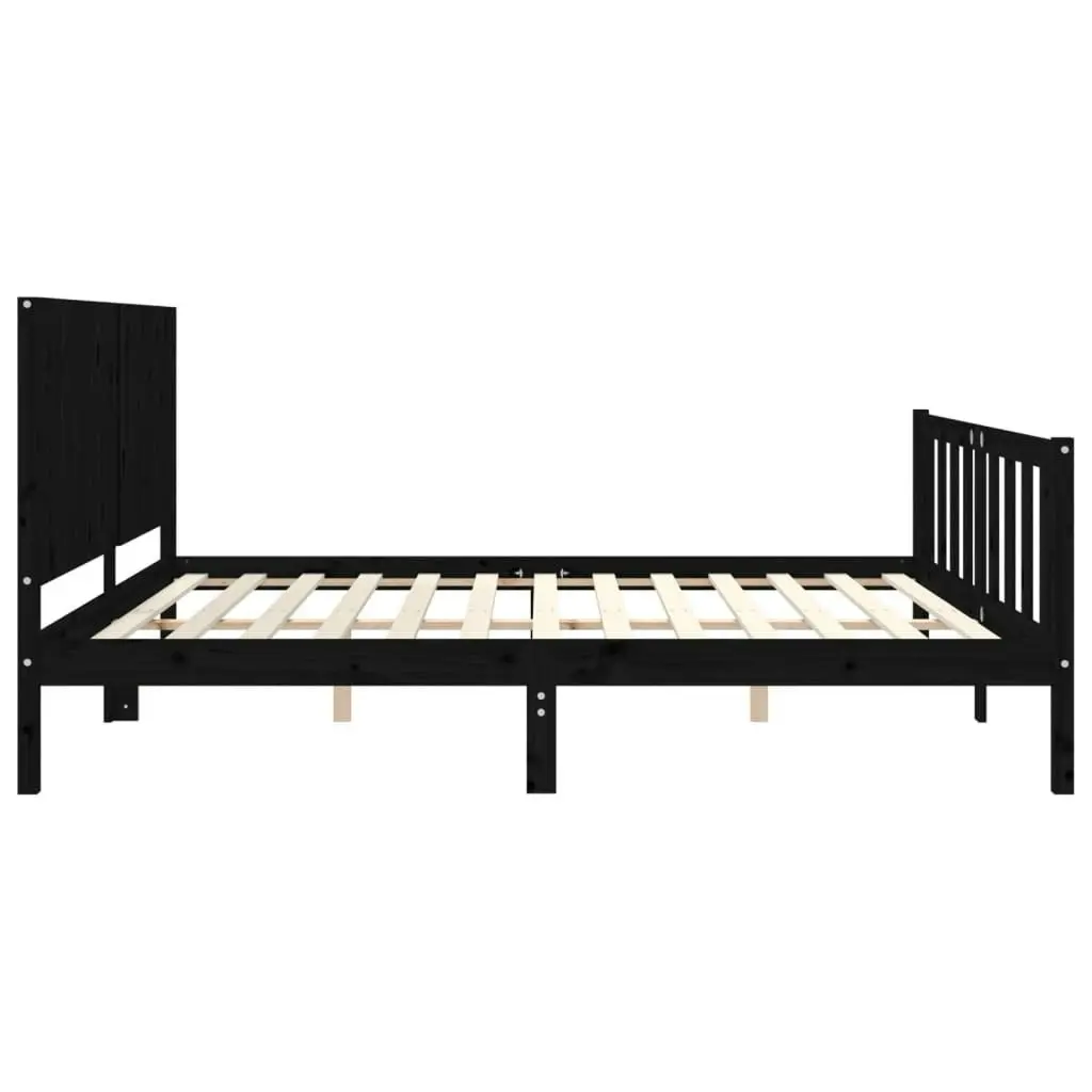 Bed Frame without Mattress Black 183x203 cm King Solid Wood Pine 3192965