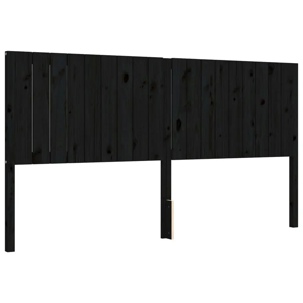 Bed Frame without Mattress Black 183x203 cm King Solid Wood Pine 3192965