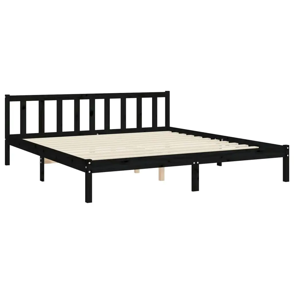 Bed Frame without Mattress Black 183x203 cm King Solid Wood Pine 3192965