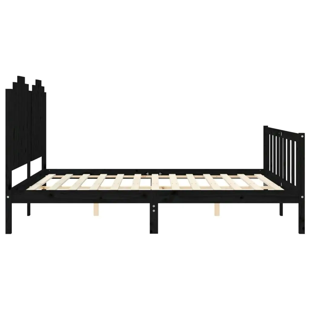 Bed Frame without Mattress Black 183x203 cm King Solid Wood Pine 3192315