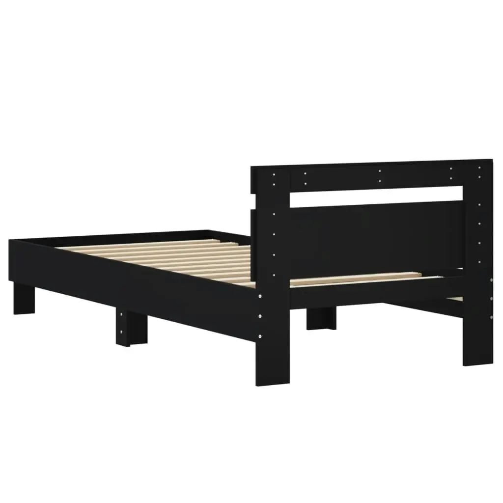 Bed Frame with Headboard Black 90x190 cm Engineered wood 838562