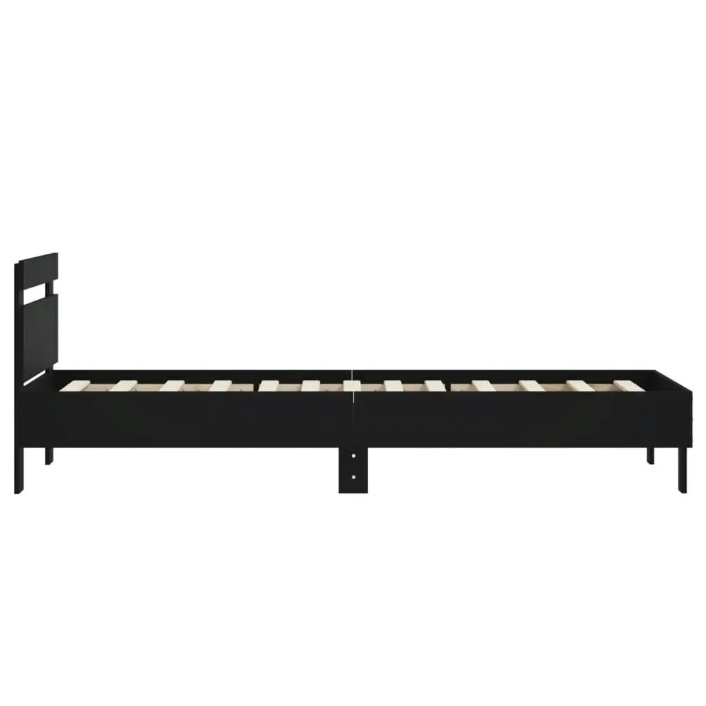 Bed Frame with Headboard Black 90x190 cm Engineered wood 838562