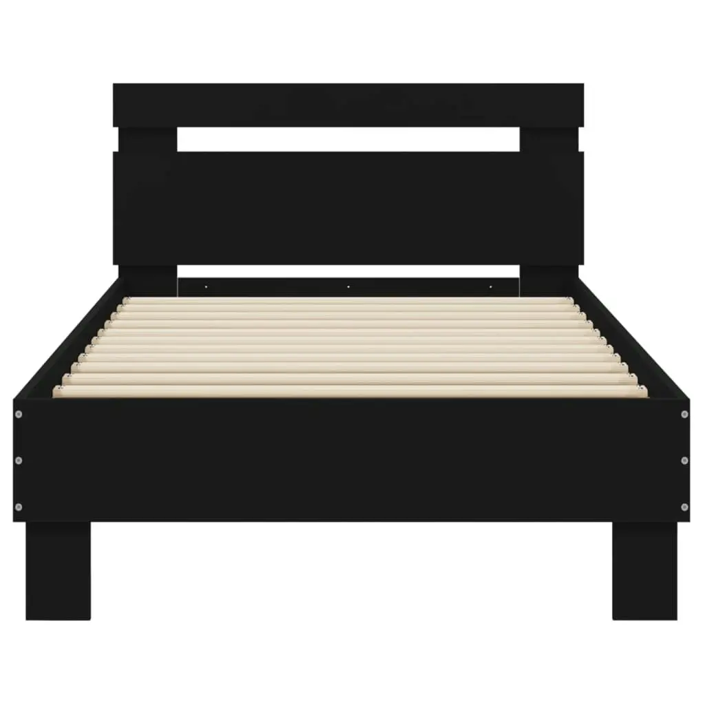 Bed Frame with Headboard Black 90x190 cm Engineered wood 838562