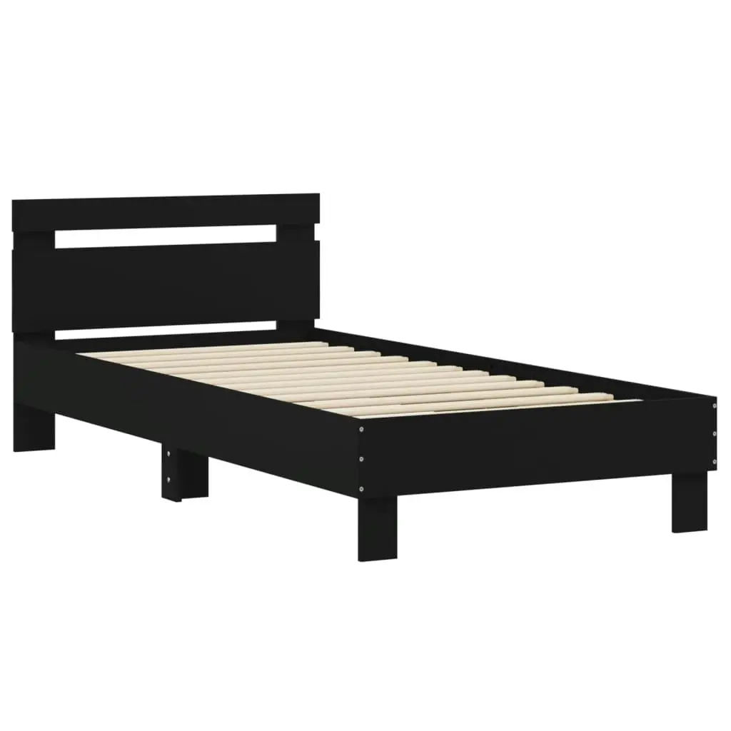 Bed Frame with Headboard Black 90x190 cm Engineered wood 838562