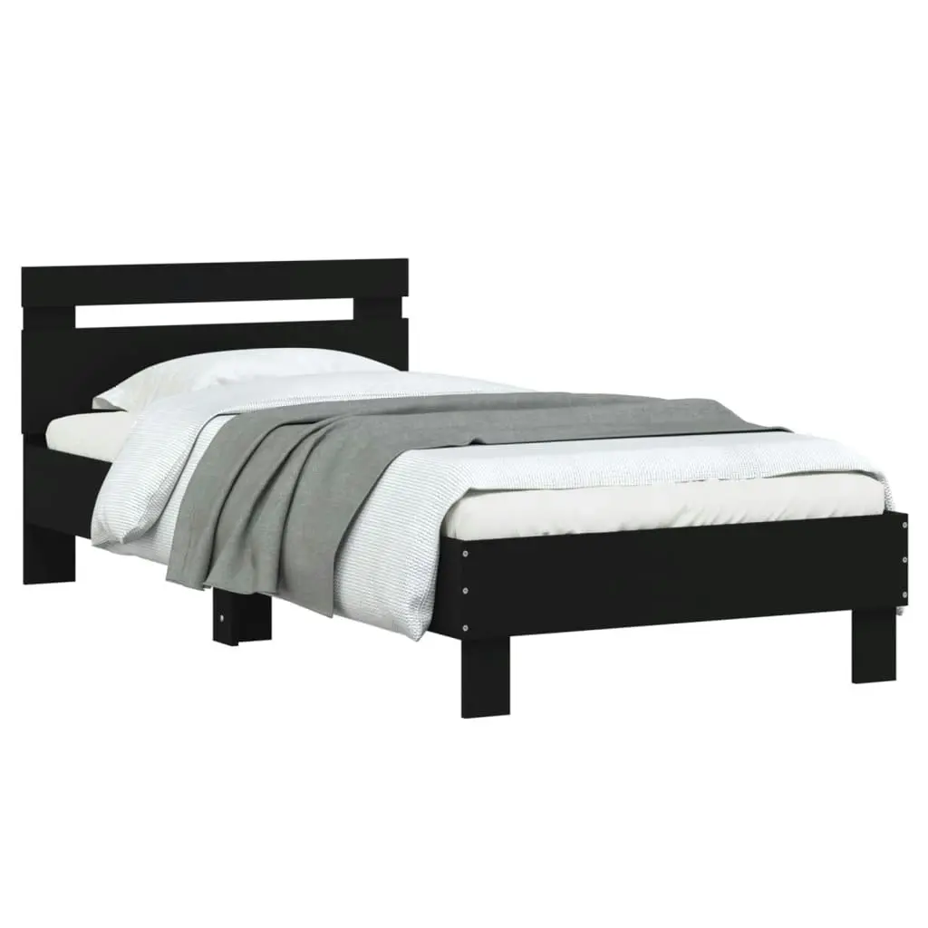 Bed Frame with Headboard Black 90x190 cm Engineered wood 838562