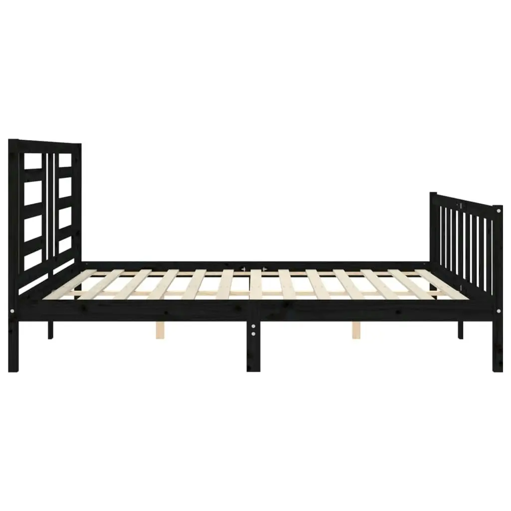 Bed Frame without Mattress Black 183x203 cm King Solid Wood Pine 3192900