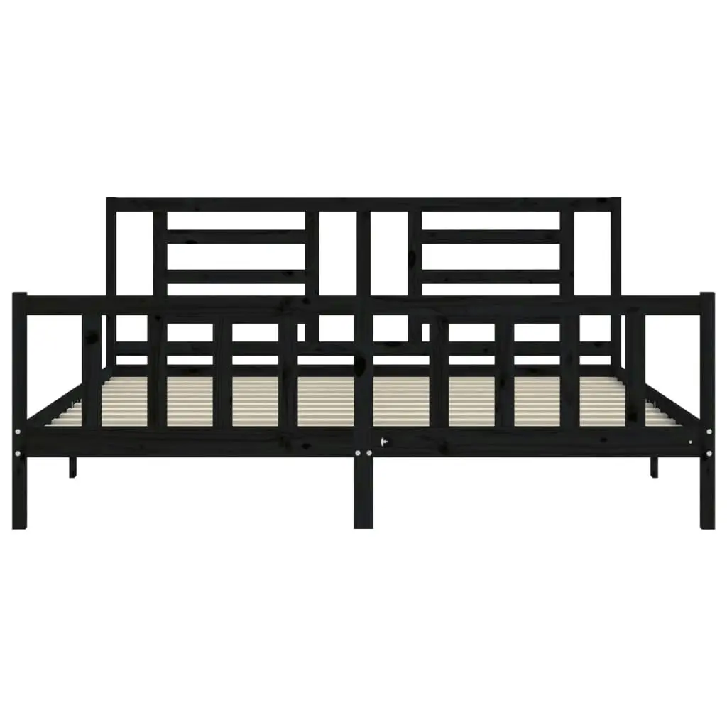 Bed Frame without Mattress Black 183x203 cm King Solid Wood Pine 3192900