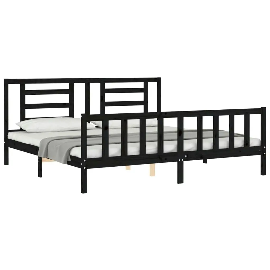 Bed Frame without Mattress Black 183x203 cm King Solid Wood Pine 3192900