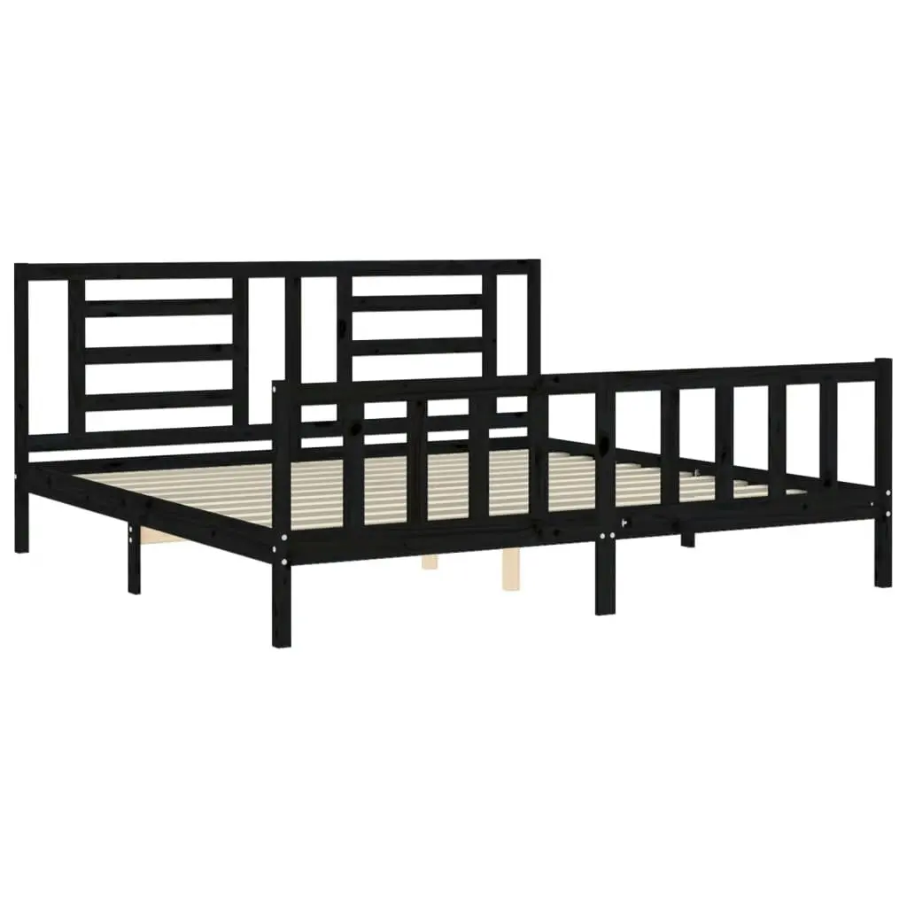 Bed Frame without Mattress Black 183x203 cm King Solid Wood Pine 3192900