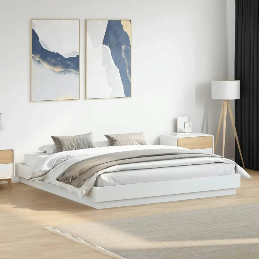 Bed Frame White 183x203 cm King Size Engineered Wood 3209835