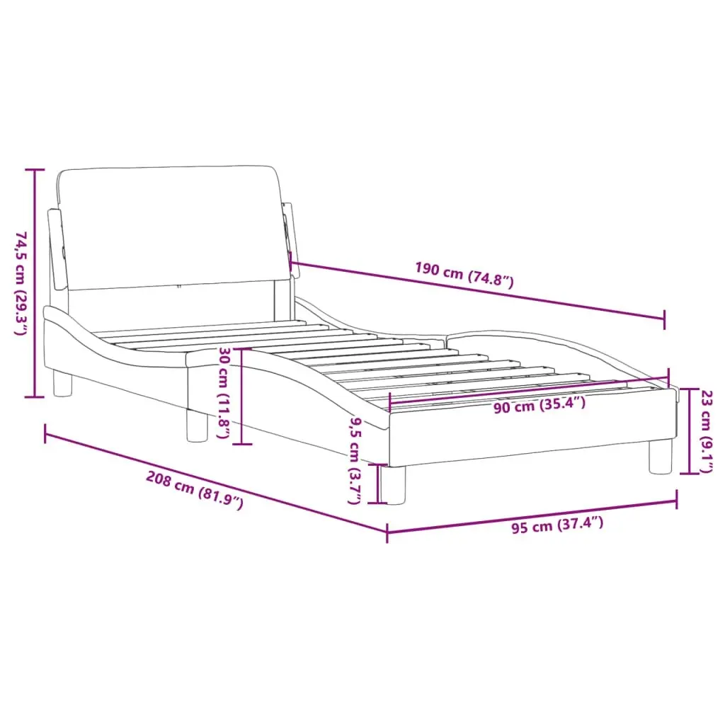 Bed Frame with Headboard Black 90x190 cm Fabric 373087