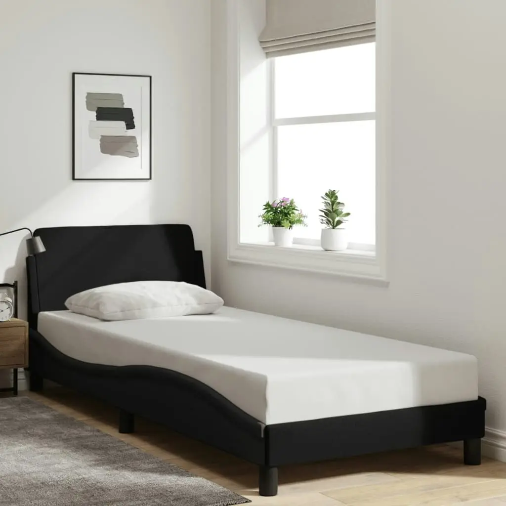 Bed Frame with Headboard without Mattress Black 90x190 cm Fabric 373087