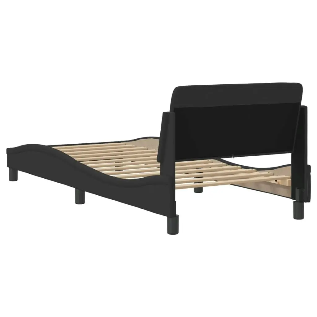 Bed Frame with Headboard without Mattress Black 90x190 cm Fabric 373087