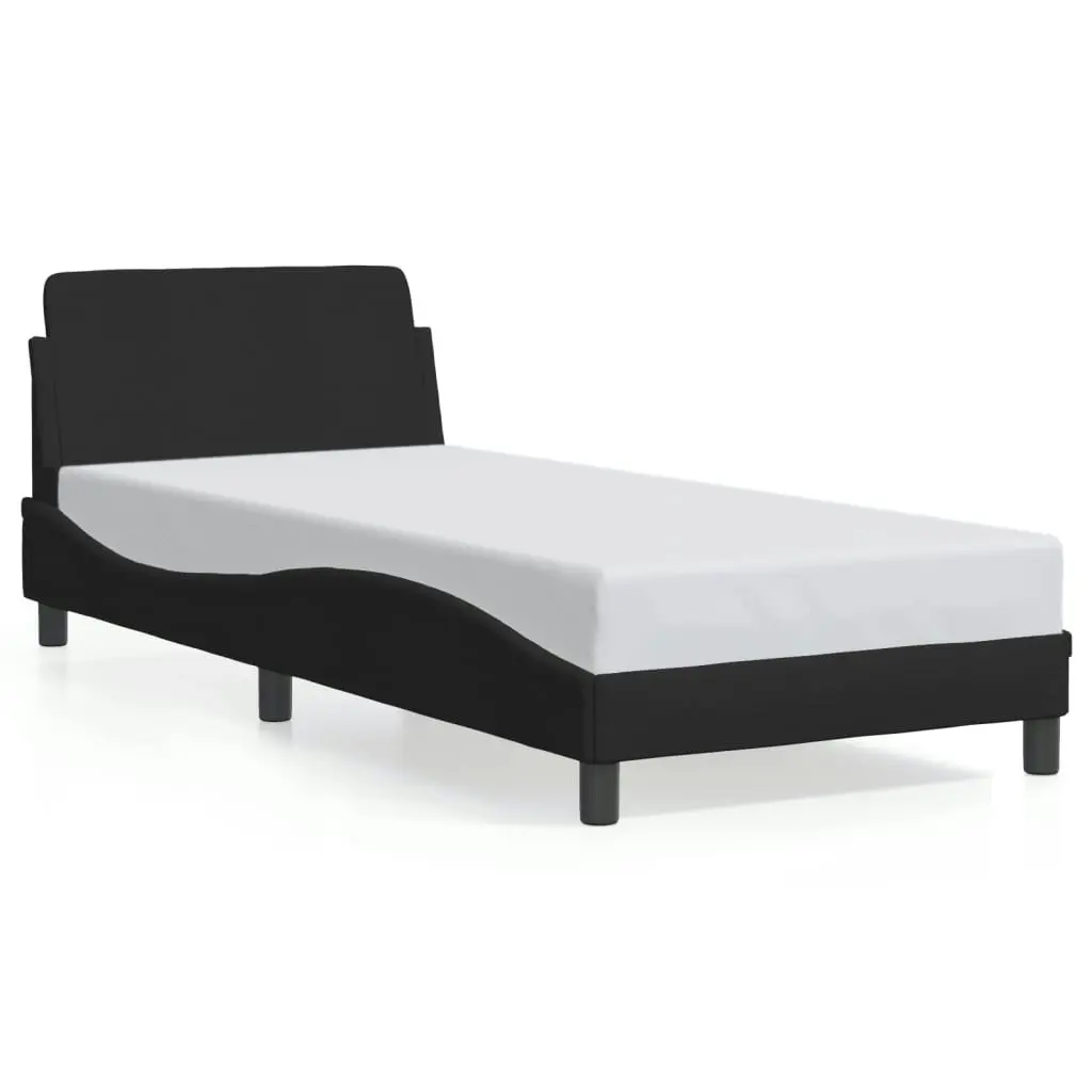 Bed Frame with Headboard without Mattress Black 90x190 cm Fabric 373087