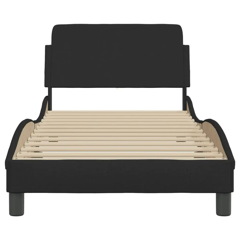 Bed Frame with Headboard without Mattress Black 90x190 cm Fabric 373087