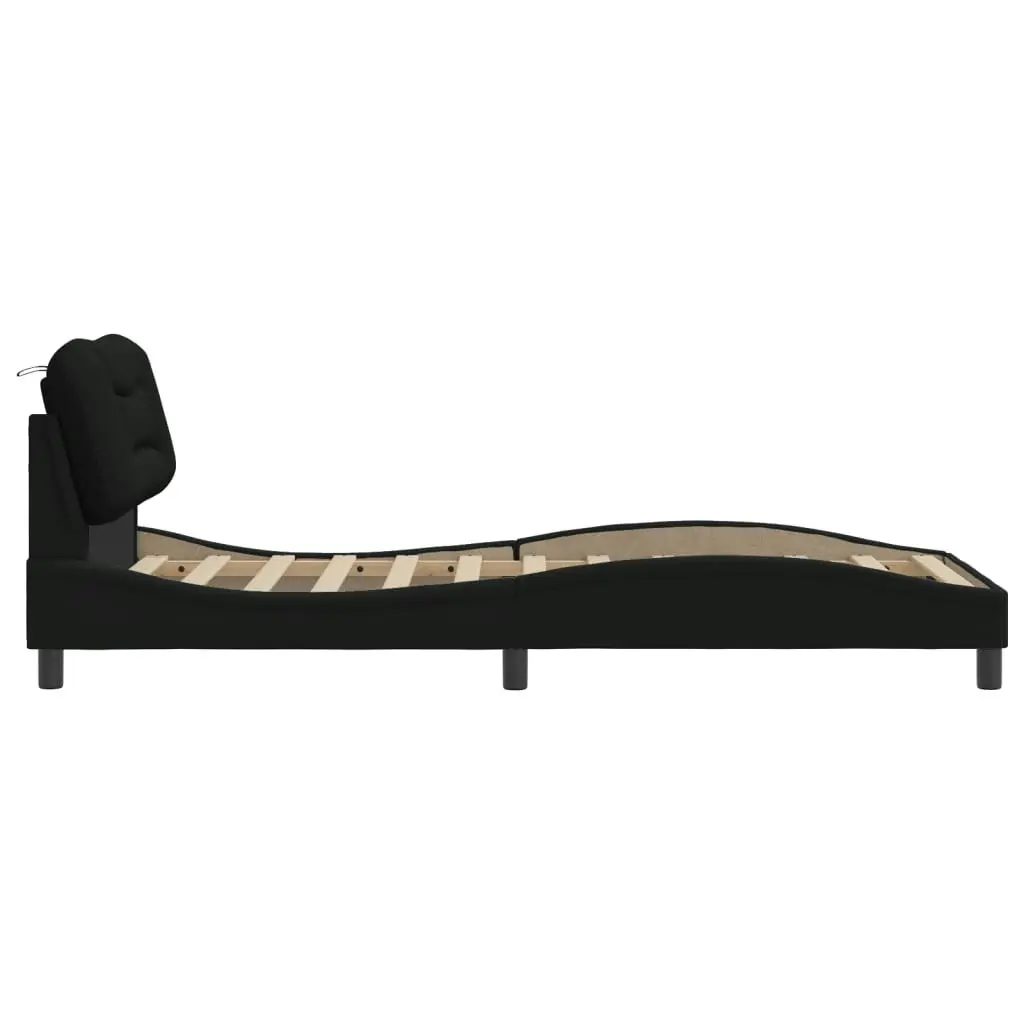 Bed Frame with Headboard Black 90x190 cm Fabric 3207739