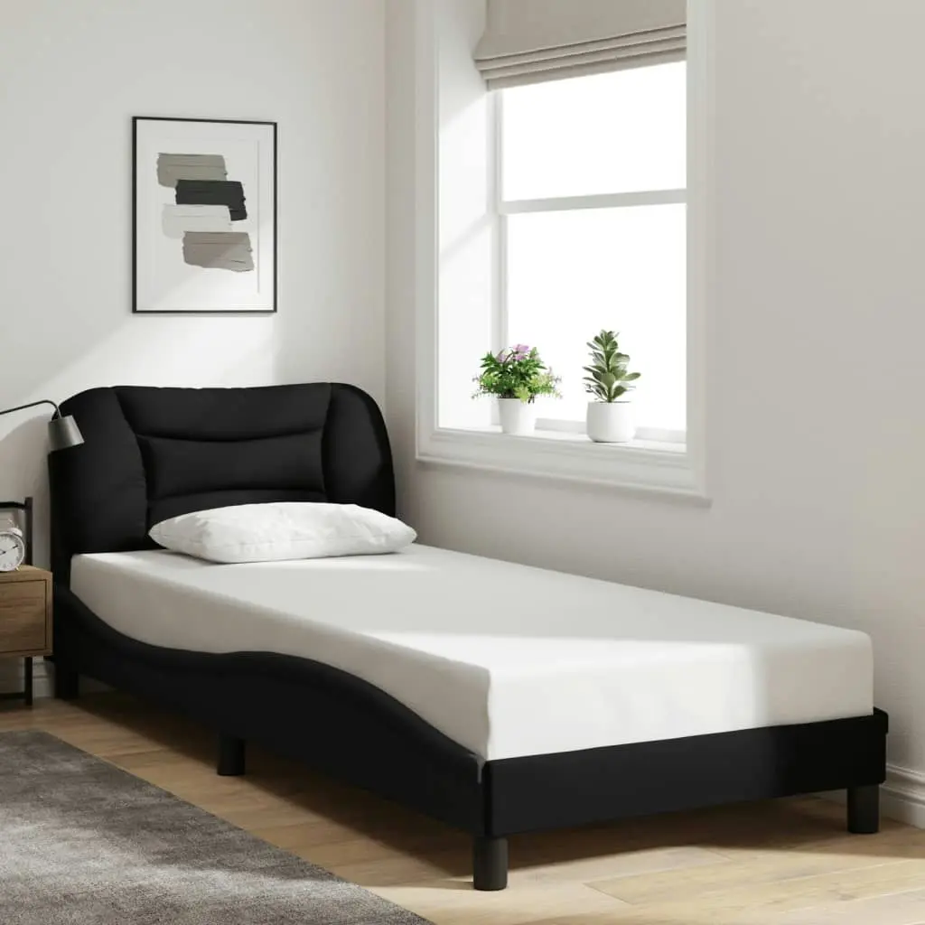 Bed Frame with Headboard Black 90x190 cm Fabric 3207739