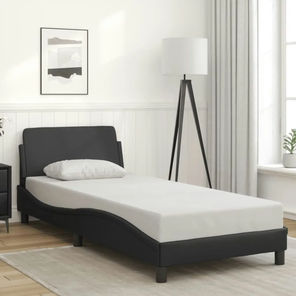 Bed Frame with Headboard Black 90x190 cm Faux Leather 3207660