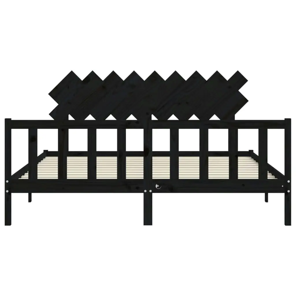 Bed Frame without Mattress Black 183x203 cm King Solid Wood Pine 3193485