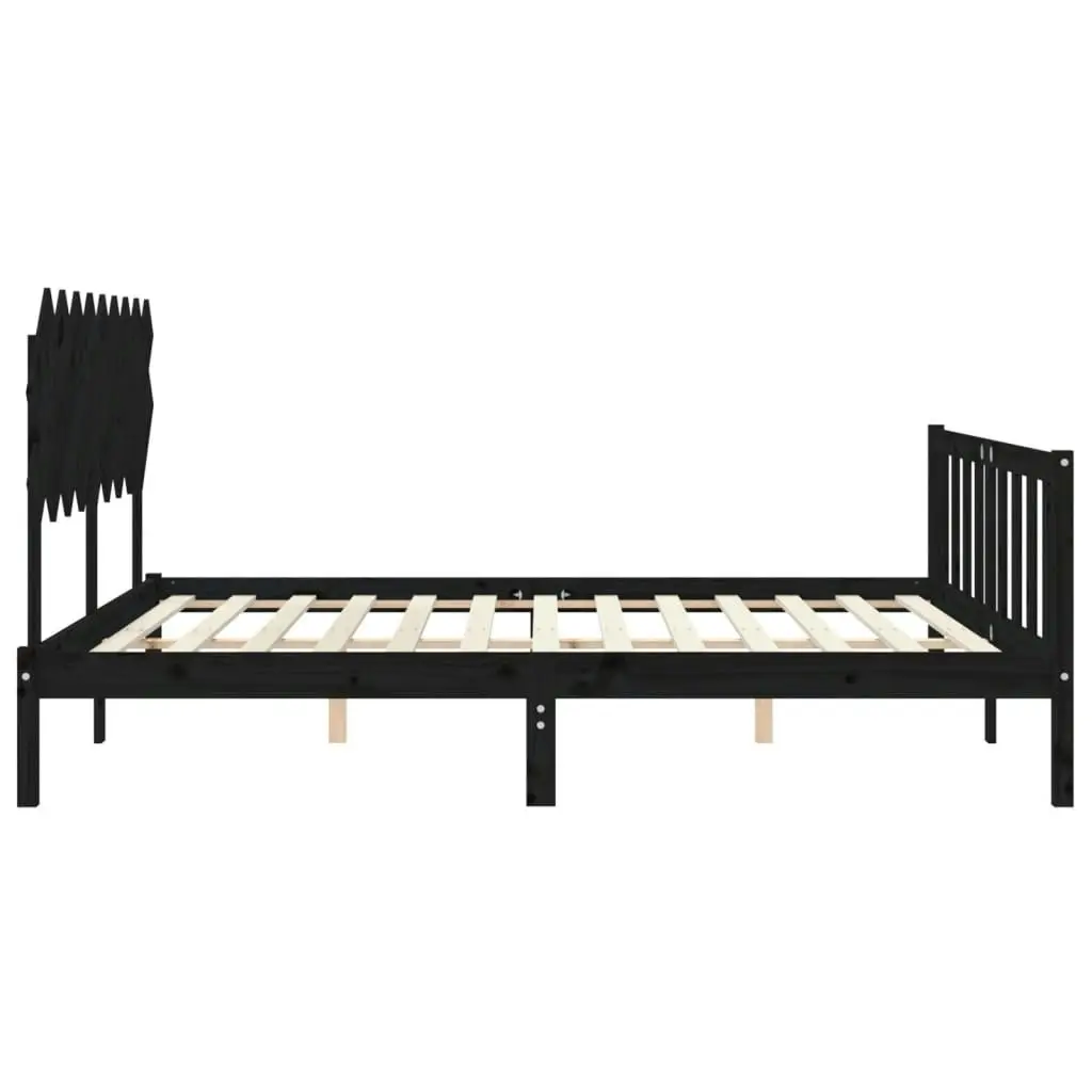 Bed Frame without Mattress Black 183x203 cm King Solid Wood Pine 3193485