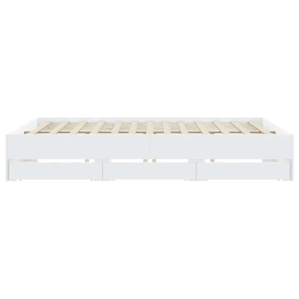 Bed Frame with Drawers White 183x203 cm King Size Engineered Wood 3207252