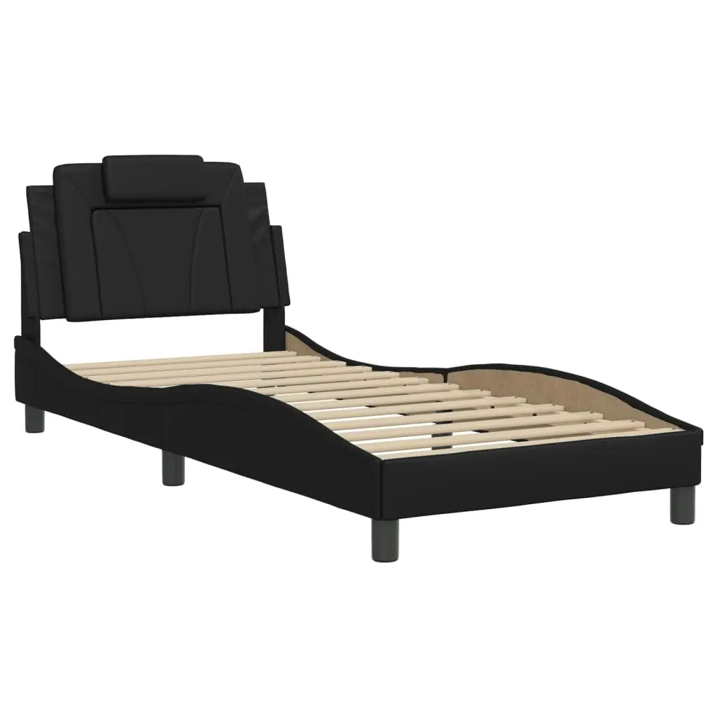 Bed Frame with Headboard Black 90x190 cm Faux Leather 3208264