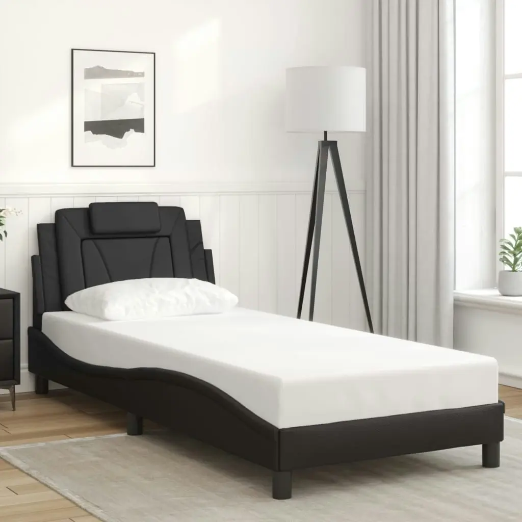 Bed Frame with Headboard Black 90x190 cm Faux Leather 3208264