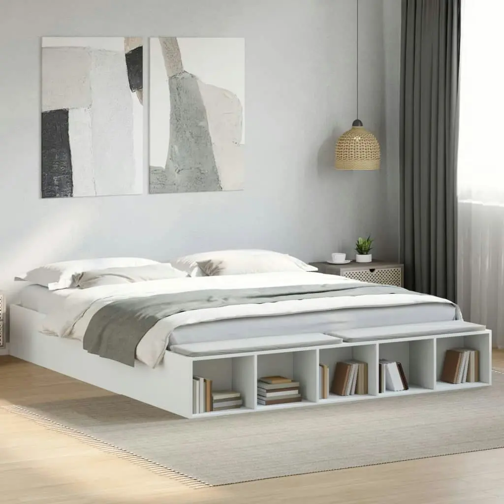 Bed Frame White 183x203 cm King Size Engineered Wood 3280545