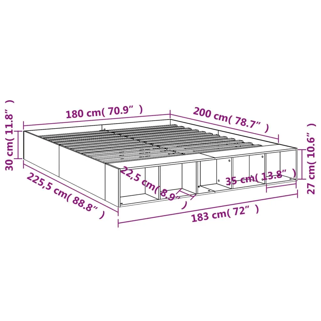 Bed Frame White 183x203 cm King Size Engineered Wood 3280545