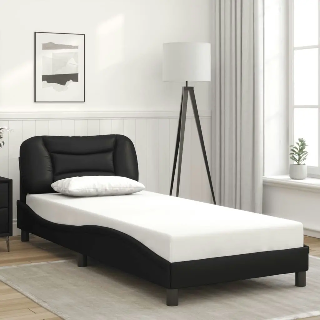 Bed Frame with Headboard Black 90x190 cm Faux Leather 3208254