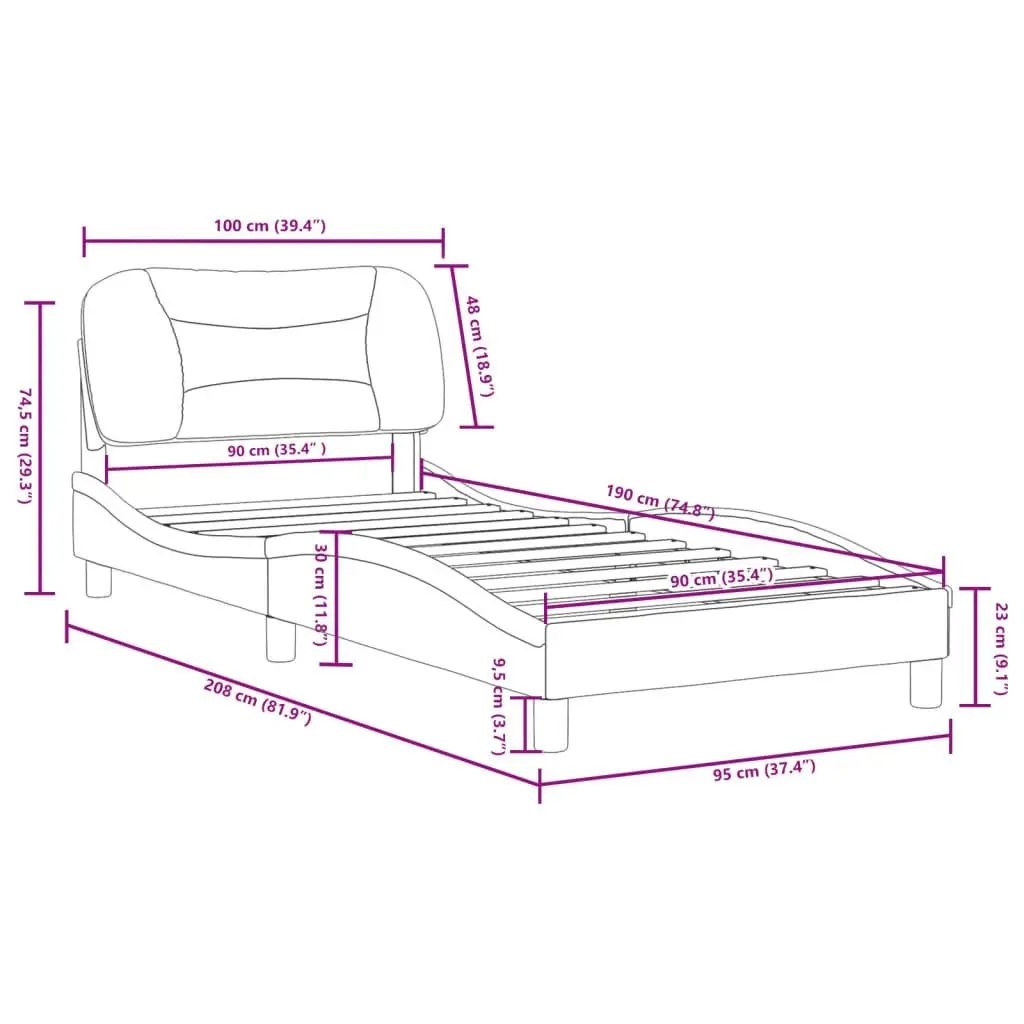 Bed Frame with Headboard Black 90x190 cm Faux Leather 3208254