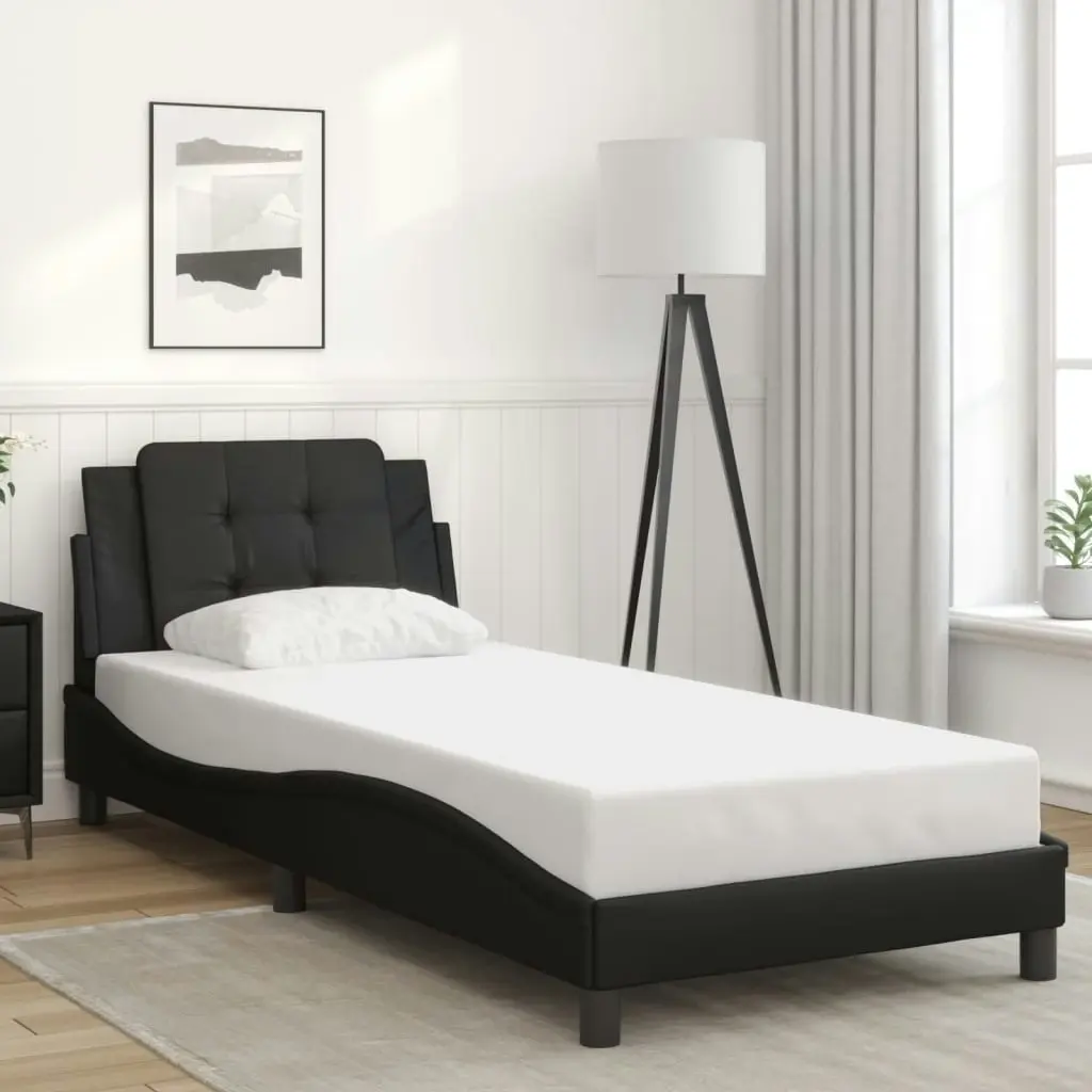 Bed Frame with Headboard Black 90x190 cm Faux Leather 3208149