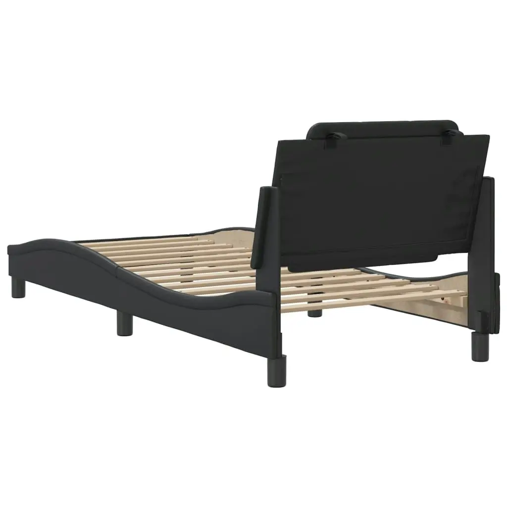 Bed Frame with Headboard Black 90x190 cm Faux Leather 3208149