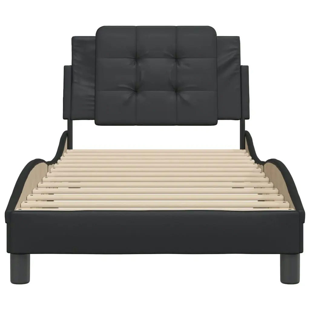 Bed Frame with Headboard Black 90x190 cm Faux Leather 3208149