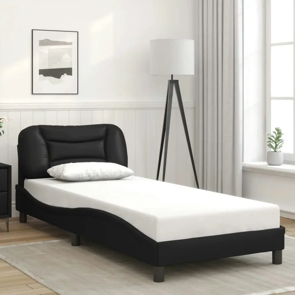 Bed Frame with Headboard Black 90x190 cm Faux Leather 3207967