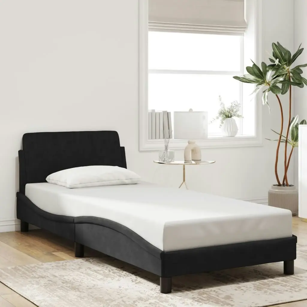 Bed Frame with Headboard Black 90x190 cm Velvet 3207659