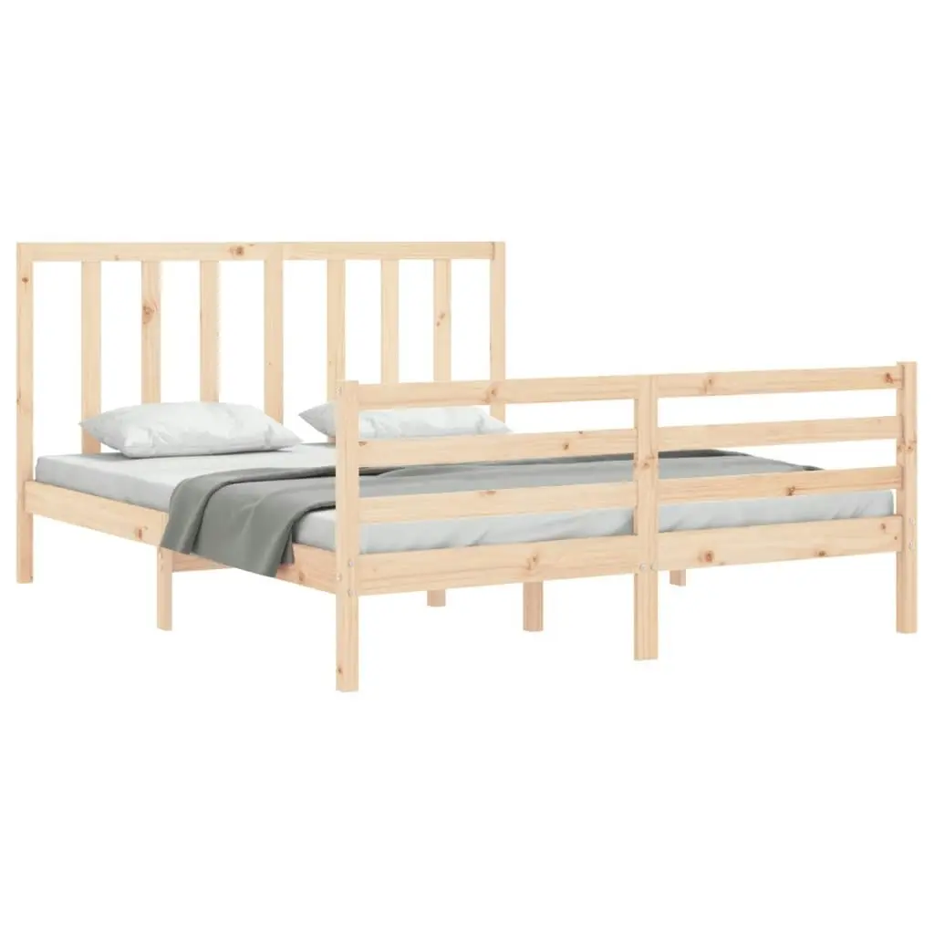 Bed Frame with Headboard 153x203 cm Queen Solid Wood 3193796