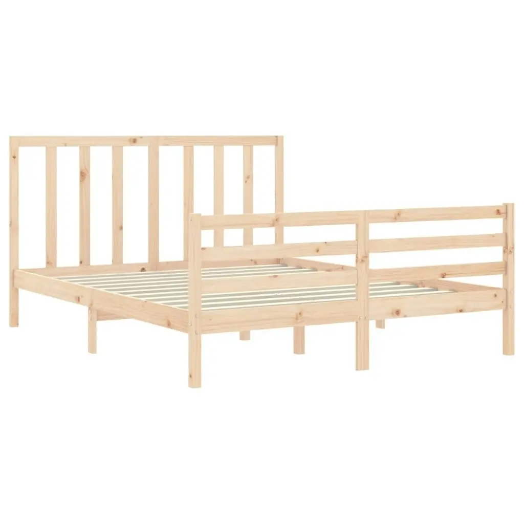 Bed Frame with Headboard 153x203 cm Queen Solid Wood 3193796