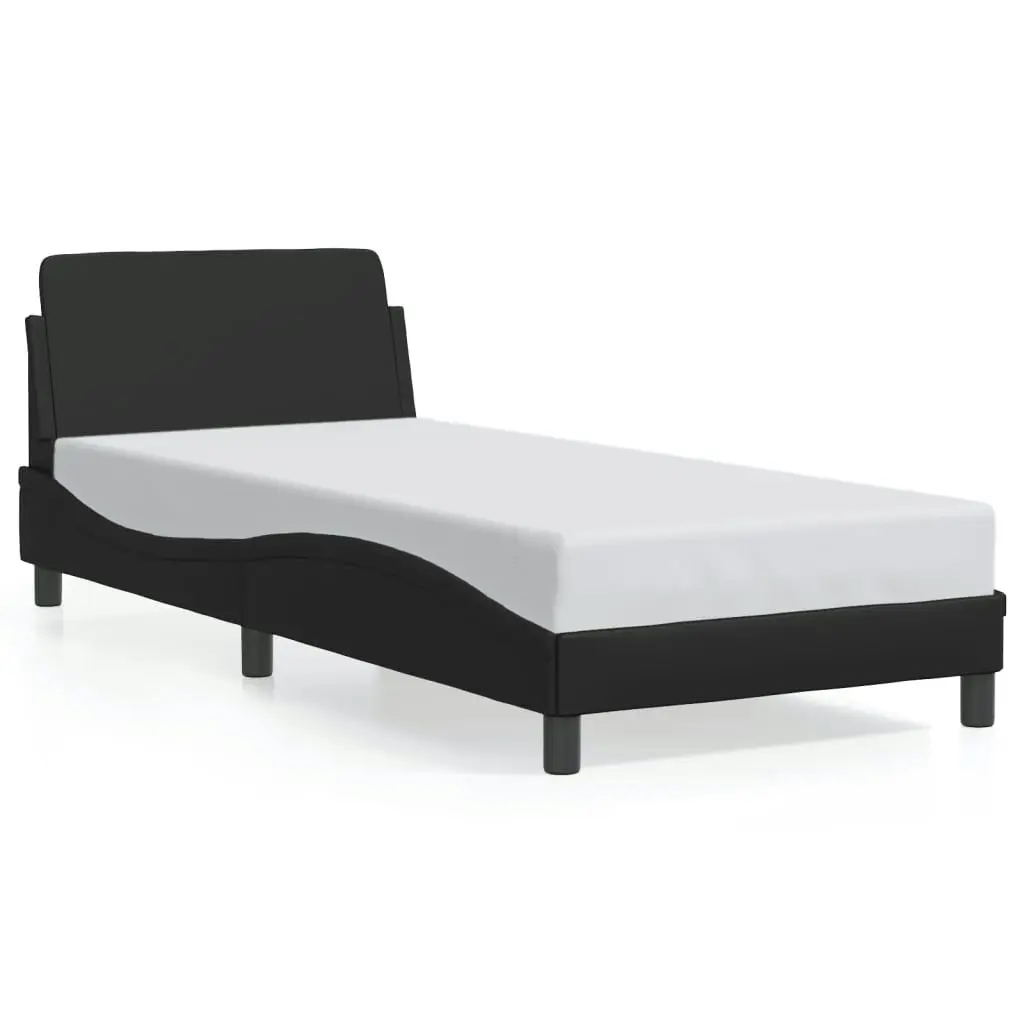 Bed Frame with Headboard Black 90x190 cm Faux Leather 373098