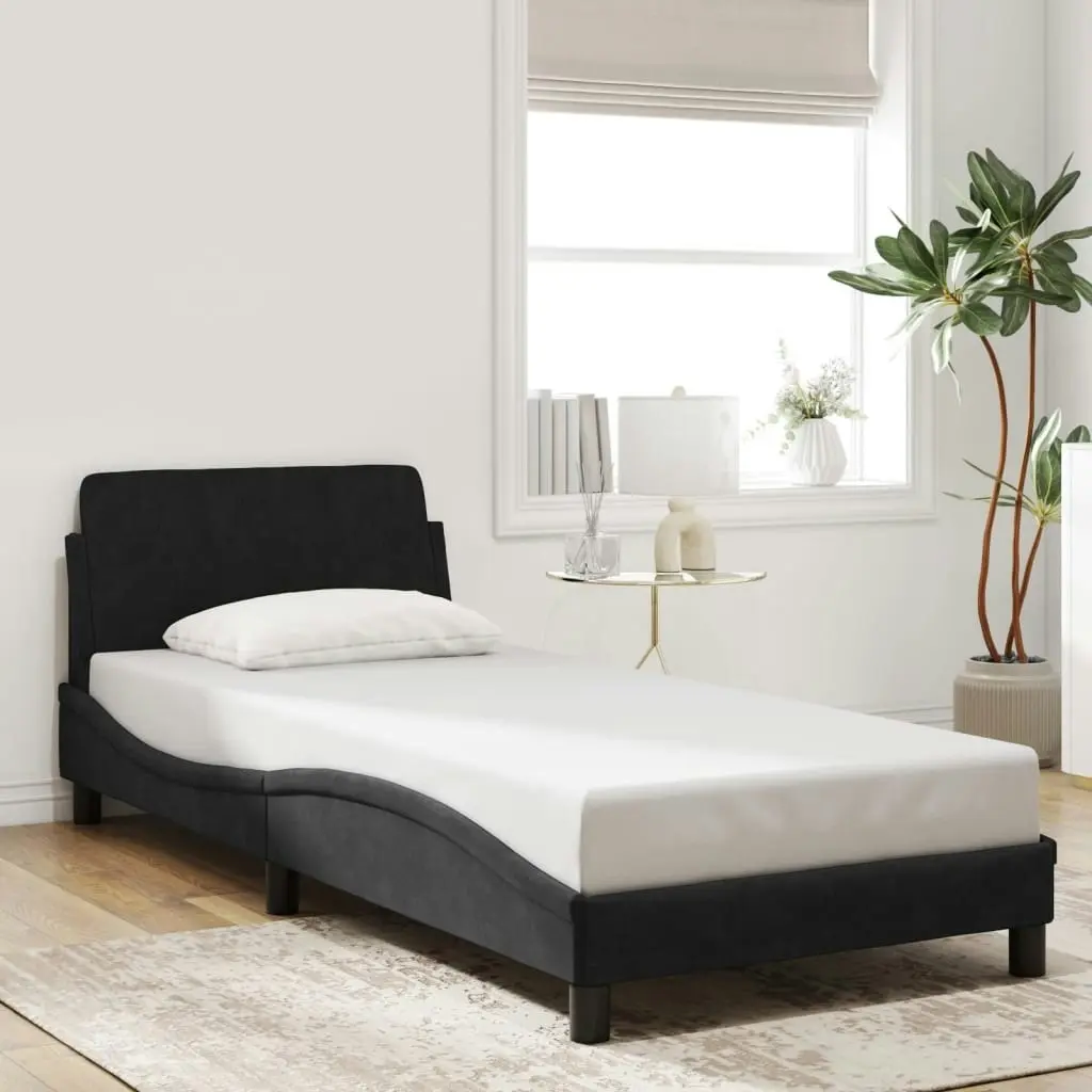 Bed Frame with Headboard Black 90x190 cm Velvet 373094