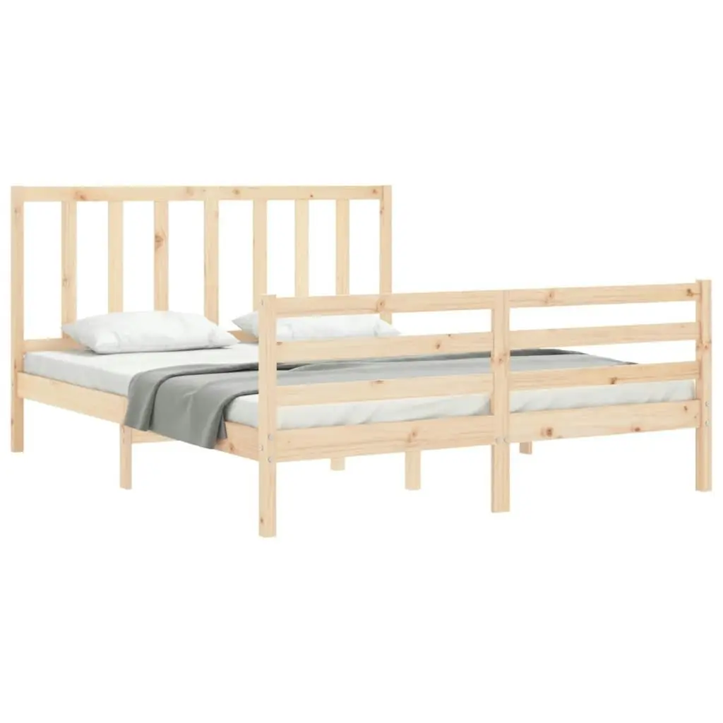 Bed Frame with Headboard 153x203 cm Queen Solid Wood 3193861